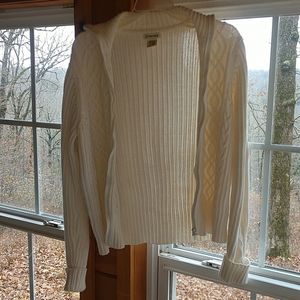 St John's Bay Cream White Sweater Jacket Cardigan